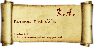 Kormos András névjegykártya
